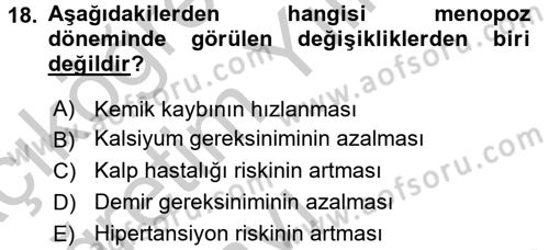 Genel Beslenme Dersi 2016 - 2017 Yılı 3 Ders Sınav Soruları 18. Soru