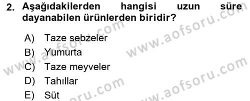 Genel Beslenme Dersi 2016 - 2017 Yılı 3 Ders Sınav Soruları 2. Soru
