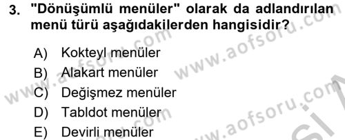 Genel Beslenme Dersi 2016 - 2017 Yılı 3 Ders Sınav Soruları 3. Soru