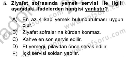 Genel Beslenme Dersi 2016 - 2017 Yılı 3 Ders Sınav Soruları 5. Soru