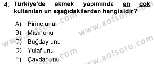 Genel Beslenme Dersi 2016 - 2017 Yılı (Vize) Ara Sınav Soruları 4. Soru
