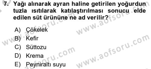 Genel Beslenme Dersi 2016 - 2017 Yılı (Vize) Ara Sınav Soruları 7. Soru