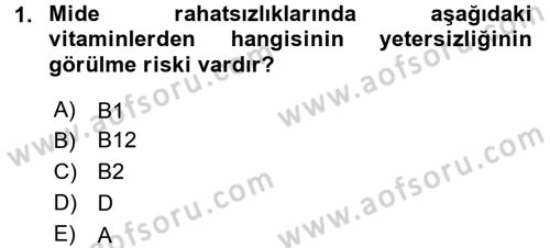 Genel Beslenme Dersi 2016 - 2017 Yılı (Final) Dönem Sonu Sınav Soruları 1. Soru