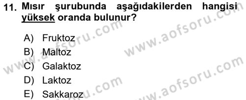 Genel Beslenme Dersi 2016 - 2017 Yılı (Final) Dönem Sonu Sınav Soruları 11. Soru