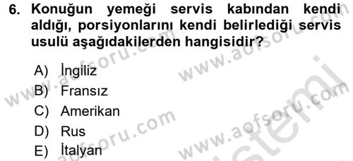 Genel Beslenme Dersi 2016 - 2017 Yılı (Final) Dönem Sonu Sınav Soruları 6. Soru