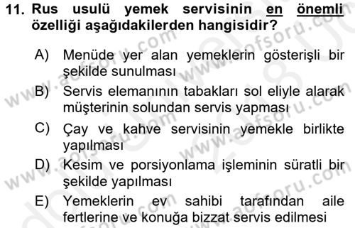 Genel Beslenme Dersi 2017 - 2018 Yılı 3 Ders Sınav Soruları 11. Soru