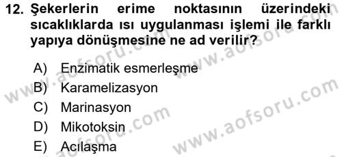 Genel Beslenme Dersi 2017 - 2018 Yılı 3 Ders Sınav Soruları 12. Soru