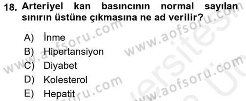 Genel Beslenme Dersi 2017 - 2018 Yılı 3 Ders Sınav Soruları 18. Soru