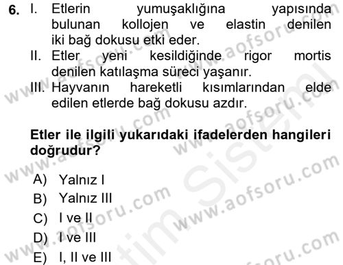 Genel Beslenme Dersi 2017 - 2018 Yılı 3 Ders Sınav Soruları 6. Soru