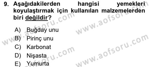 Genel Beslenme Dersi 2017 - 2018 Yılı 3 Ders Sınav Soruları 9. Soru
