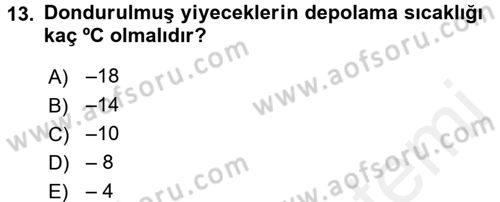 Genel Beslenme Dersi 2017 - 2018 Yılı (Vize) Ara Sınav Soruları 13. Soru