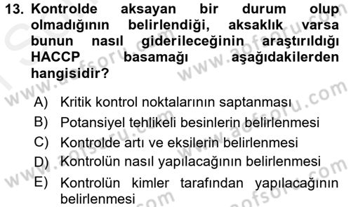 Genel Beslenme Dersi 2017 - 2018 Yılı (Final) Dönem Sonu Sınav Soruları 13. Soru