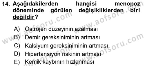 Genel Beslenme Dersi 2017 - 2018 Yılı (Final) Dönem Sonu Sınav Soruları 14. Soru