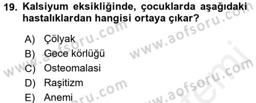 Genel Beslenme Dersi 2017 - 2018 Yılı (Final) Dönem Sonu Sınav Soruları 19. Soru