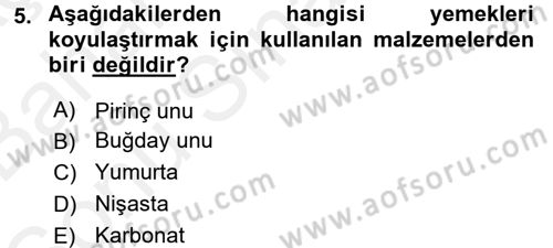 Genel Beslenme Dersi 2017 - 2018 Yılı (Final) Dönem Sonu Sınav Soruları 5. Soru