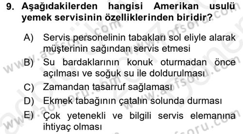 Genel Beslenme Dersi 2017 - 2018 Yılı (Final) Dönem Sonu Sınav Soruları 9. Soru