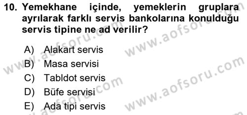 Genel Beslenme Dersi 2018 - 2019 Yılı 3 Ders Sınav Soruları 10. Soru