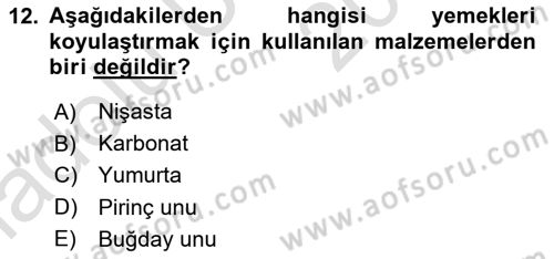 Genel Beslenme Dersi 2018 - 2019 Yılı 3 Ders Sınav Soruları 12. Soru