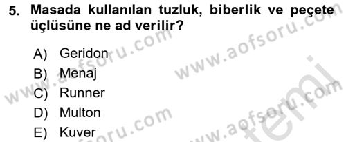 Genel Beslenme Dersi 2018 - 2019 Yılı 3 Ders Sınav Soruları 5. Soru