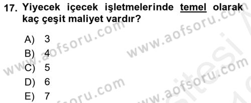 Genel Beslenme Dersi 2018 - 2019 Yılı (Vize) Ara Sınav Soruları 17. Soru