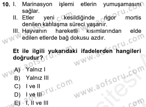 Genel Beslenme Dersi 2018 - 2019 Yılı (Final) Dönem Sonu Sınav Soruları 10. Soru