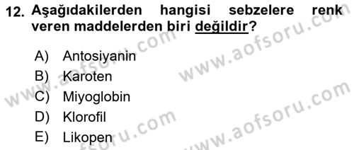 Genel Beslenme Dersi 2018 - 2019 Yılı (Final) Dönem Sonu Sınav Soruları 12. Soru