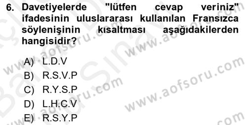 Genel Beslenme Dersi 2018 - 2019 Yılı (Final) Dönem Sonu Sınav Soruları 6. Soru