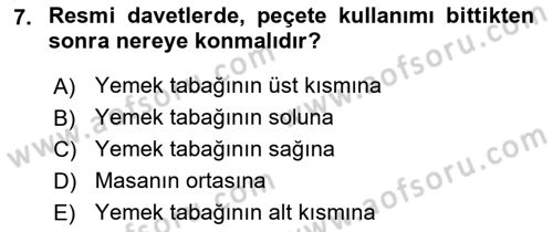 Genel Beslenme Dersi 2018 - 2019 Yılı (Final) Dönem Sonu Sınav Soruları 7. Soru