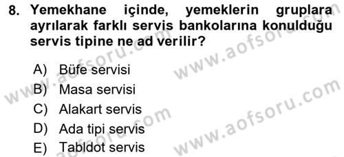 Genel Beslenme Dersi 2018 - 2019 Yılı (Final) Dönem Sonu Sınav Soruları 8. Soru