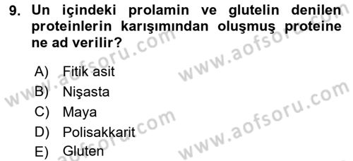 Genel Beslenme Dersi 2018 - 2019 Yılı (Final) Dönem Sonu Sınav Soruları 9. Soru