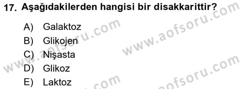 Genel Beslenme Dersi 2018 - 2019 Yılı Yaz Okulu Sınav Soruları 17. Soru