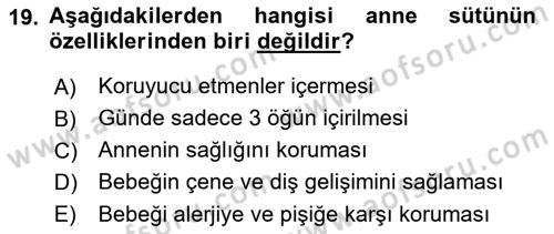 Genel Beslenme Dersi 2018 - 2019 Yılı Yaz Okulu Sınav Soruları 19. Soru
