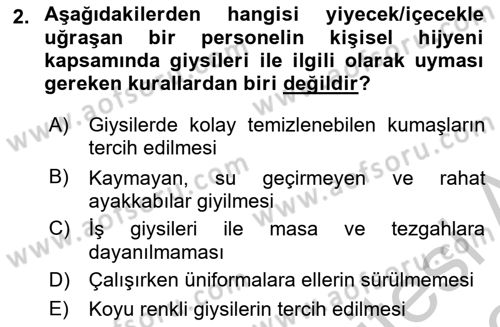 Genel Beslenme Dersi 2018 - 2019 Yılı Yaz Okulu Sınav Soruları 2. Soru