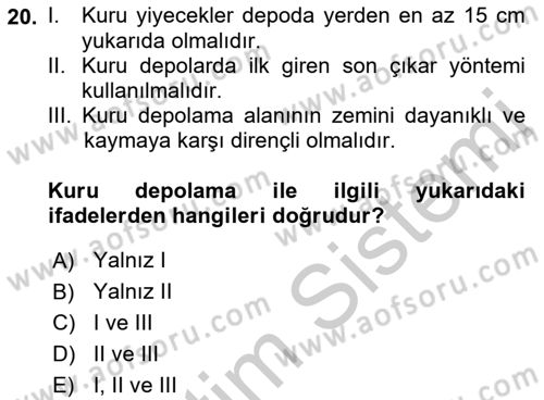 Genel Beslenme Dersi 2018 - 2019 Yılı Yaz Okulu Sınav Soruları 20. Soru