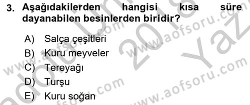Genel Beslenme Dersi 2018 - 2019 Yılı Yaz Okulu Sınav Soruları 3. Soru