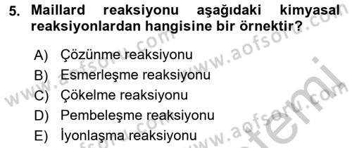 Genel Beslenme Dersi 2018 - 2019 Yılı Yaz Okulu Sınav Soruları 5. Soru