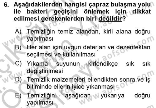 Genel Beslenme Dersi 2018 - 2019 Yılı Yaz Okulu Sınav Soruları 6. Soru