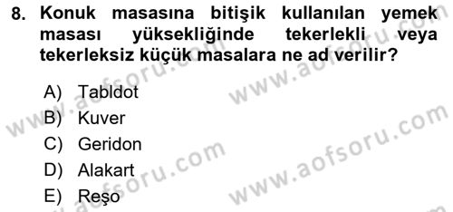 Genel Beslenme Dersi 2018 - 2019 Yılı Yaz Okulu Sınav Soruları 8. Soru