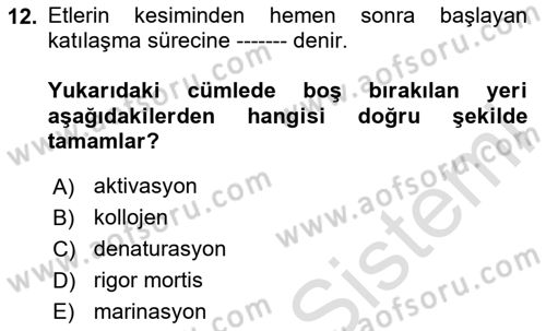 Genel Beslenme Dersi 2020 - 2021 Yılı Yaz Okulu Sınav Soruları 12. Soru