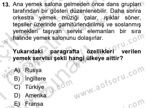 Genel Beslenme Dersi 2020 - 2021 Yılı Yaz Okulu Sınav Soruları 13. Soru