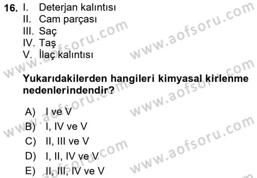 Genel Beslenme Dersi 2020 - 2021 Yılı Yaz Okulu Sınav Soruları 16. Soru