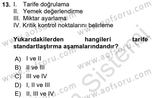 Genel Beslenme Dersi 2021 - 2022 Yılı (Vize) Ara Sınav Soruları 13. Soru