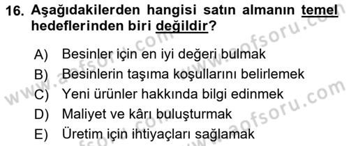 Genel Beslenme Dersi 2021 - 2022 Yılı (Vize) Ara Sınav Soruları 16. Soru