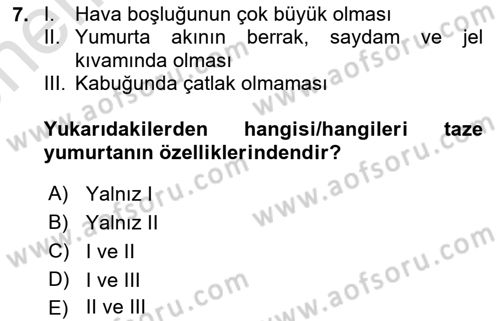 Genel Beslenme Dersi 2021 - 2022 Yılı (Vize) Ara Sınav Soruları 7. Soru