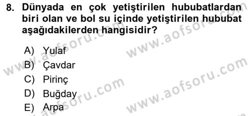 Genel Beslenme Dersi 2021 - 2022 Yılı (Vize) Ara Sınav Soruları 8. Soru