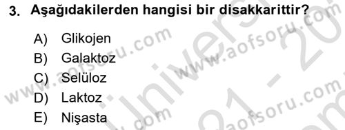 Genel Beslenme Dersi 2021 - 2022 Yılı (Final) Dönem Sonu Sınav Soruları 3. Soru