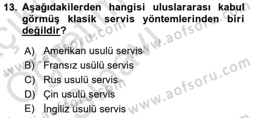 Genel Beslenme Dersi 2021 - 2022 Yılı Yaz Okulu Sınav Soruları 13. Soru