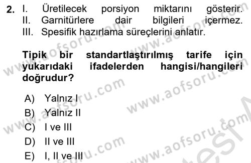 Genel Beslenme Dersi 2021 - 2022 Yılı Yaz Okulu Sınav Soruları 2. Soru
