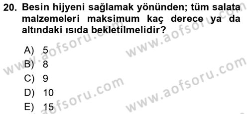 Genel Beslenme Dersi 2021 - 2022 Yılı Yaz Okulu Sınav Soruları 20. Soru