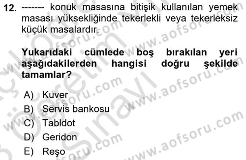 Genel Beslenme Dersi 2022 - 2023 Yılı Yaz Okulu Sınav Soruları 12. Soru